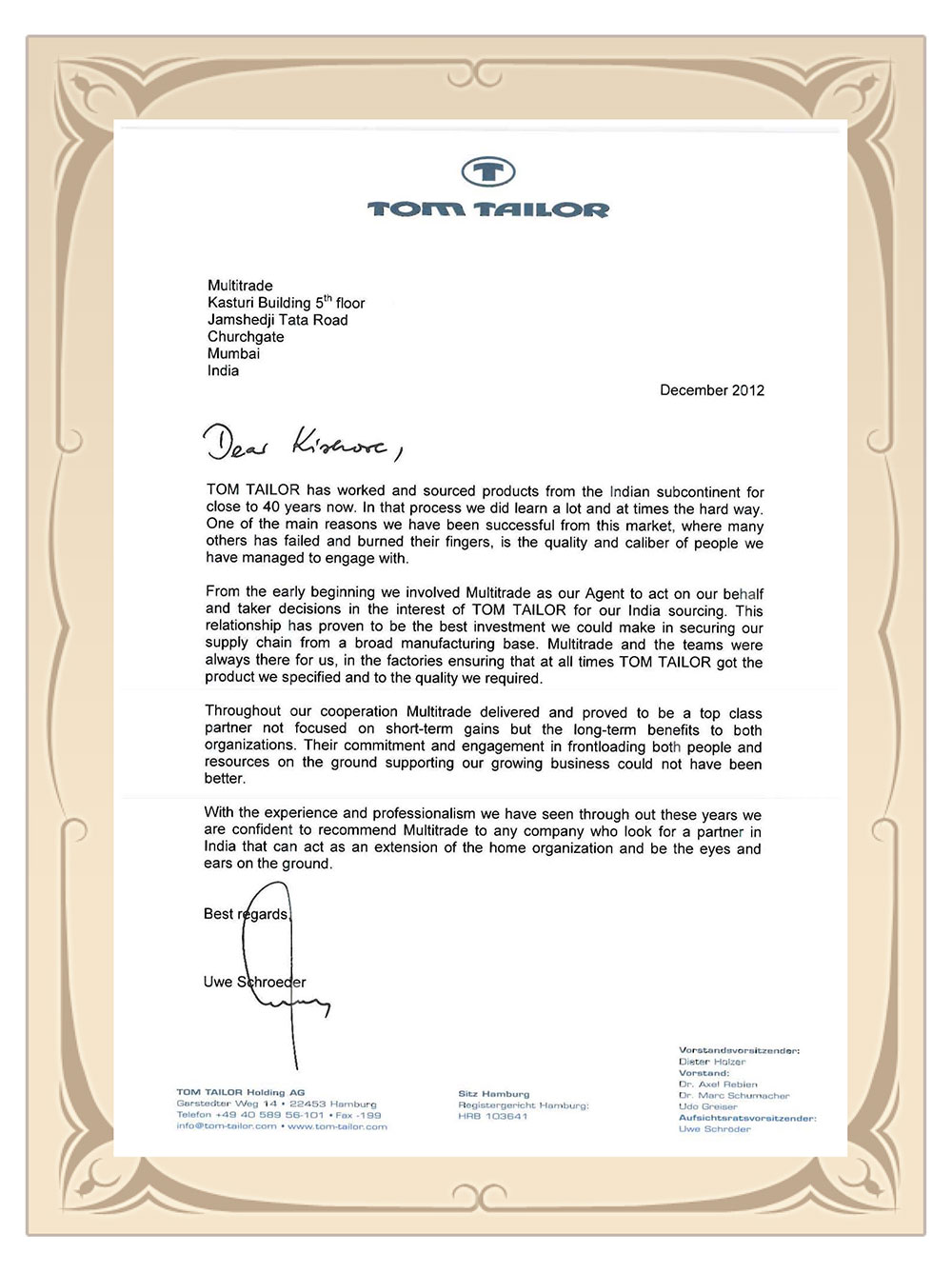 Certification of excellence